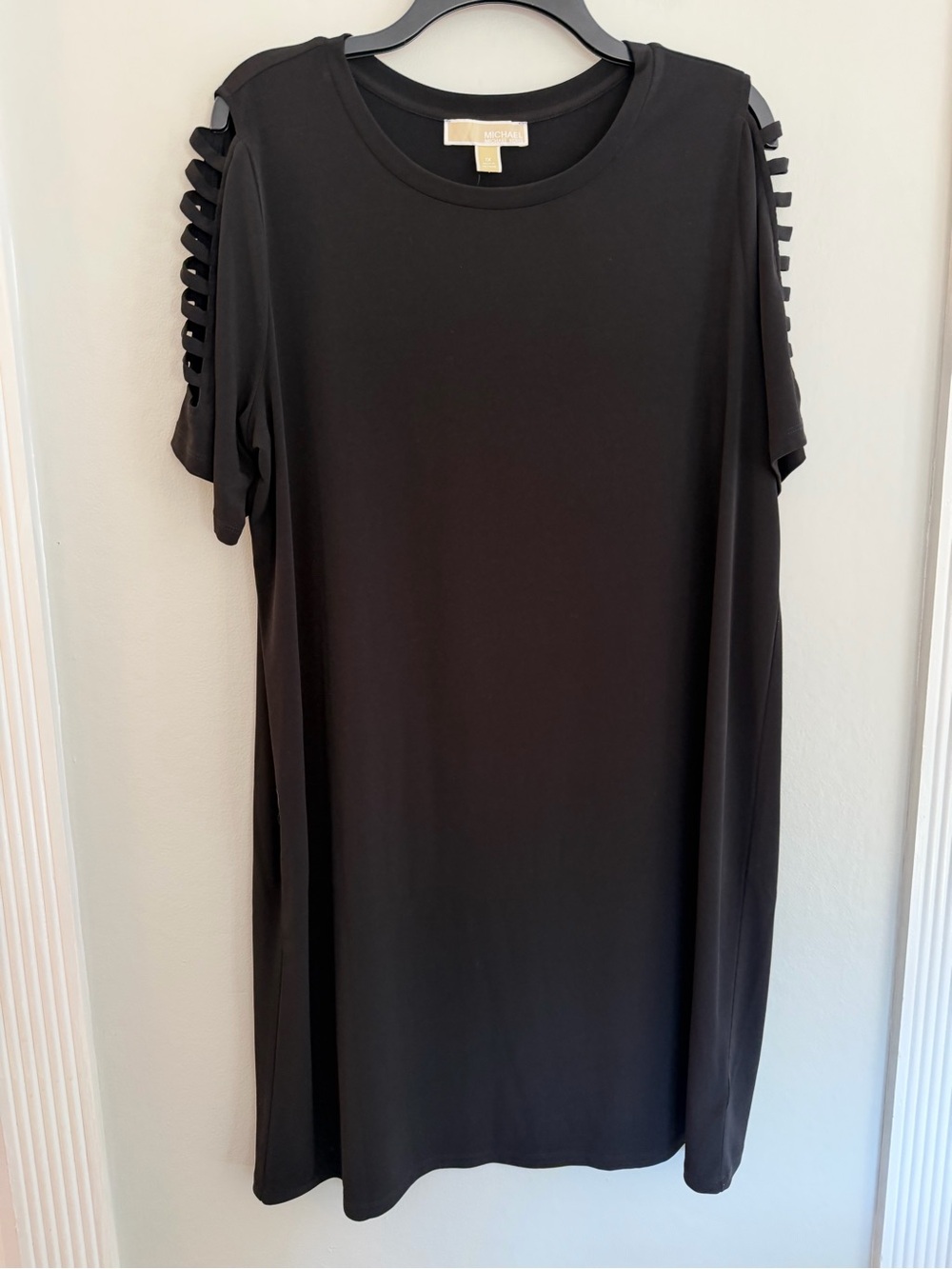 Michael Michael Kors Black Cold Shoulder Ladder Sleeve Dress 1X